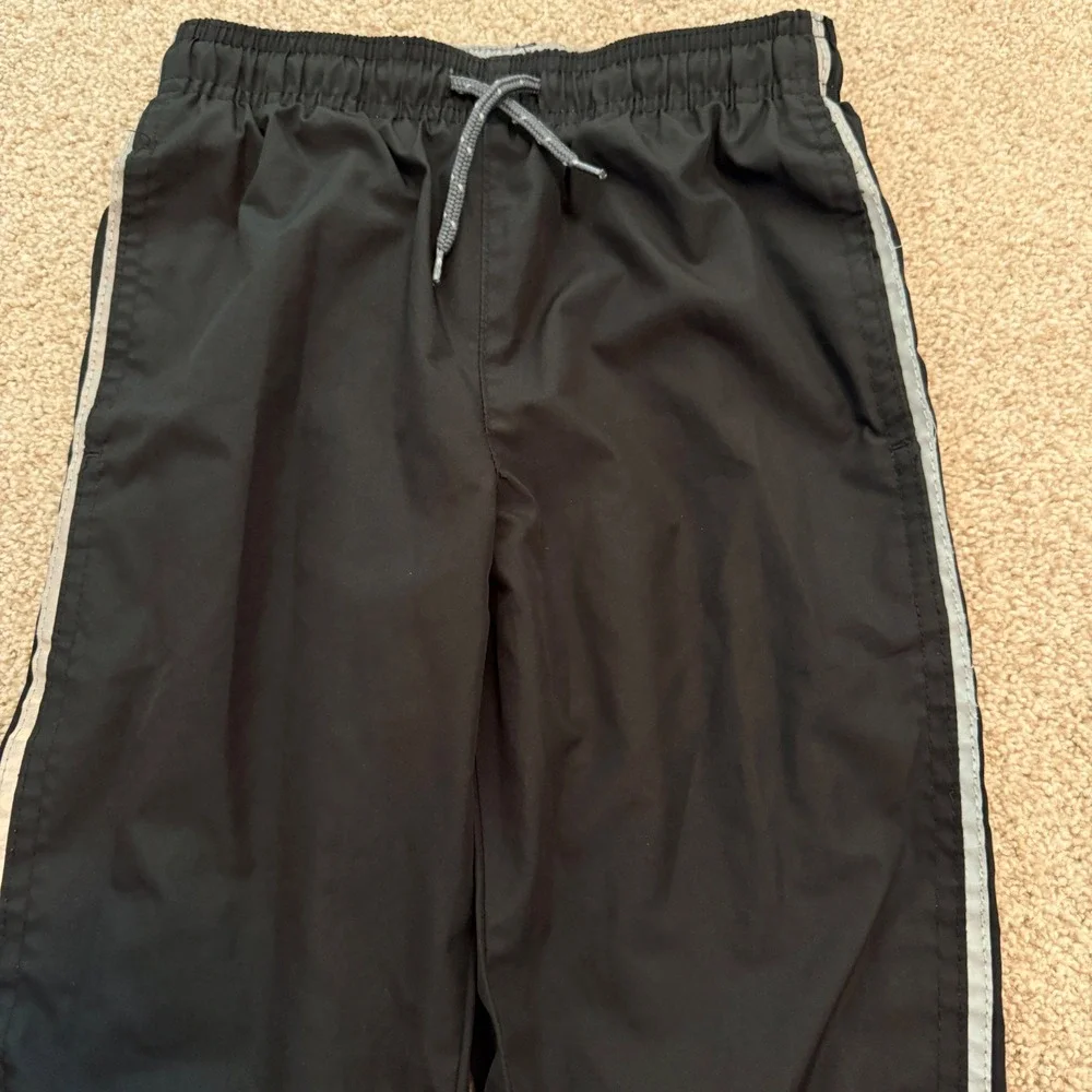 OshKosh B'gosh Track Pants Kids Size 7 Black Side Stripe Jersey Lined Joggers